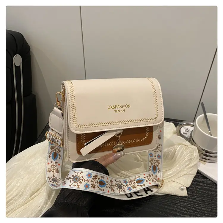 Minimalist Crossbody Bag with Wide Strap & Textured Strap - Image 2