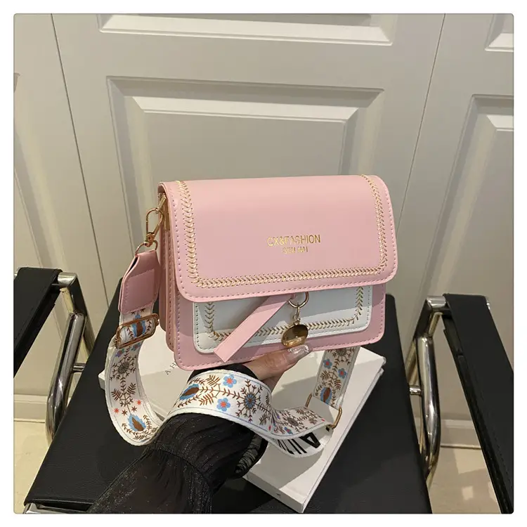 Minimalist Crossbody Bag with Wide Strap & Textured Strap - Image 4