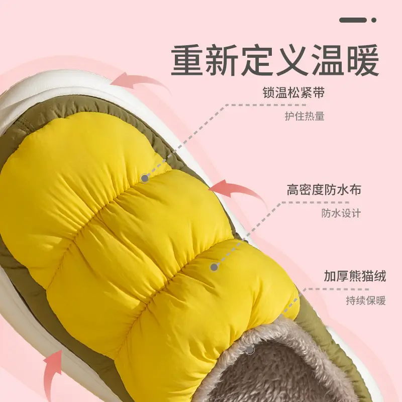 Lidani Slippers Winter Simple Rainproof Cloth Home Cotton Slippers Internet Celebrity Couple Warm Outer Wear Waterproof Cotton Shoes for Men and Women - Image 5