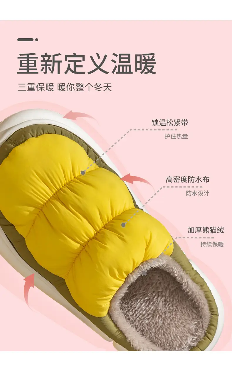 Lidani Slippers Winter Simple Rainproof Cloth Home Cotton Slippers Internet Celebrity Couple Warm Outer Wear Waterproof Cotton Shoes for Men and Women — feature 5