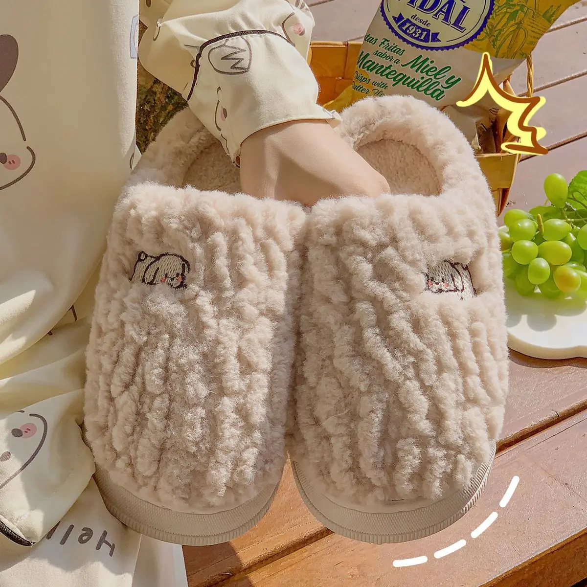 Cute Fleece Lined Women's Slippers Yellow Winter - Image 7