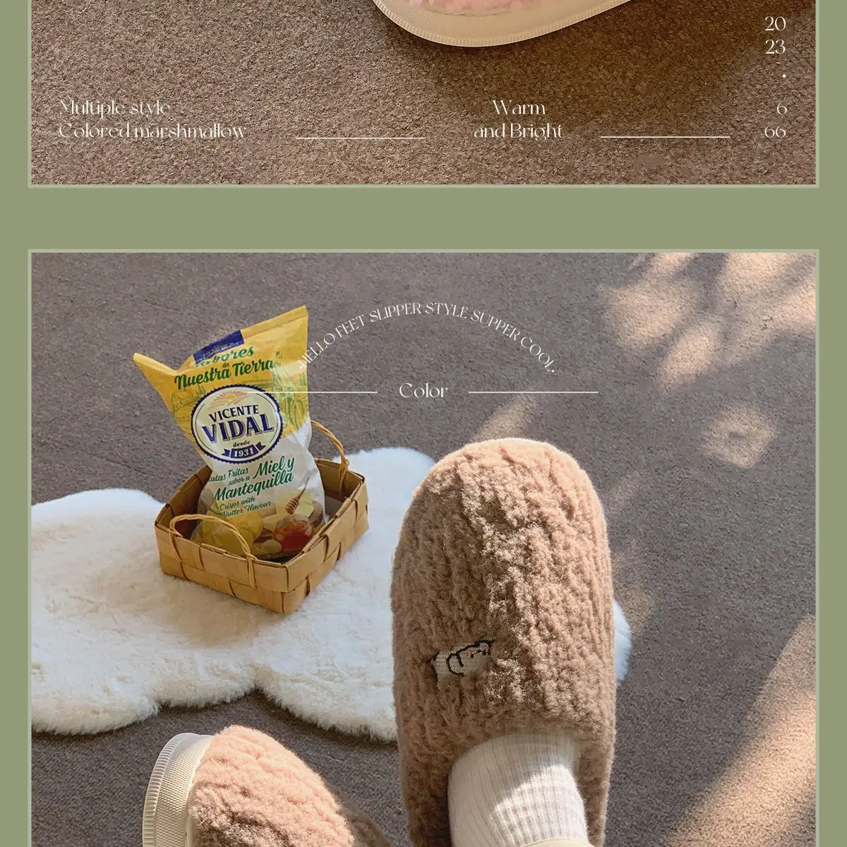 Cute Fleece Lined Women's Slippers Yellow Winter — feature 19