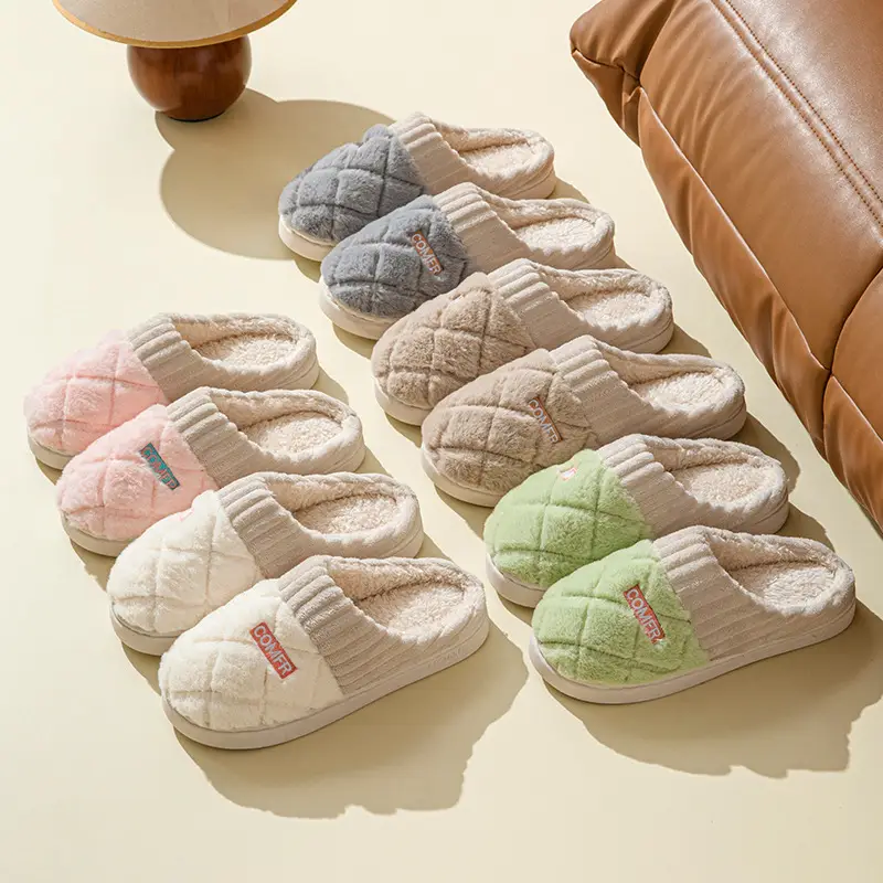 Cotton Slippers for Autumn and Winter, Comfortable and Thick, Popular Indoor Home Use, Non-Slip, Warm, with a Soft Feel, Suitable for Postpartum Use