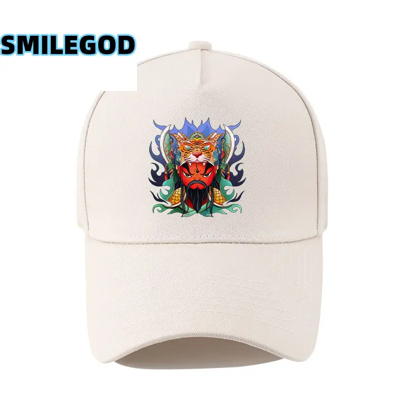 Unisex Guan Yu Print Baseball Cap White - Image 10