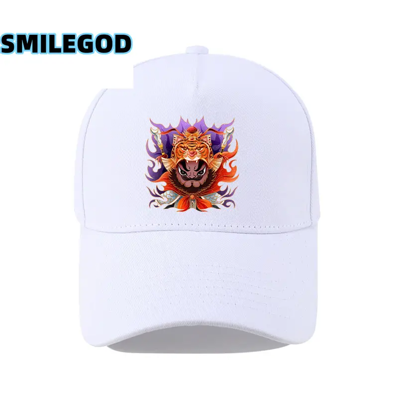 Unisex Guan Yu Print Baseball Cap White - Image 2
