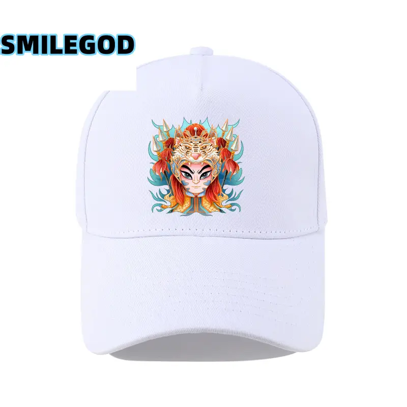 Unisex Guan Yu Print Baseball Cap White - Image 3