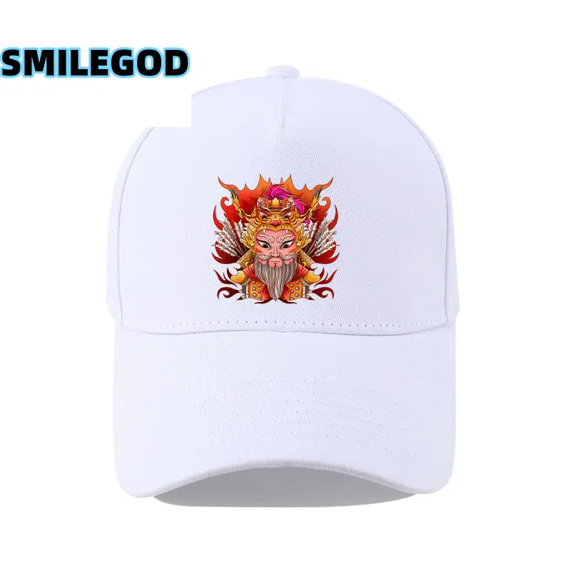 Unisex Guan Yu Print Baseball Cap White - Image 4