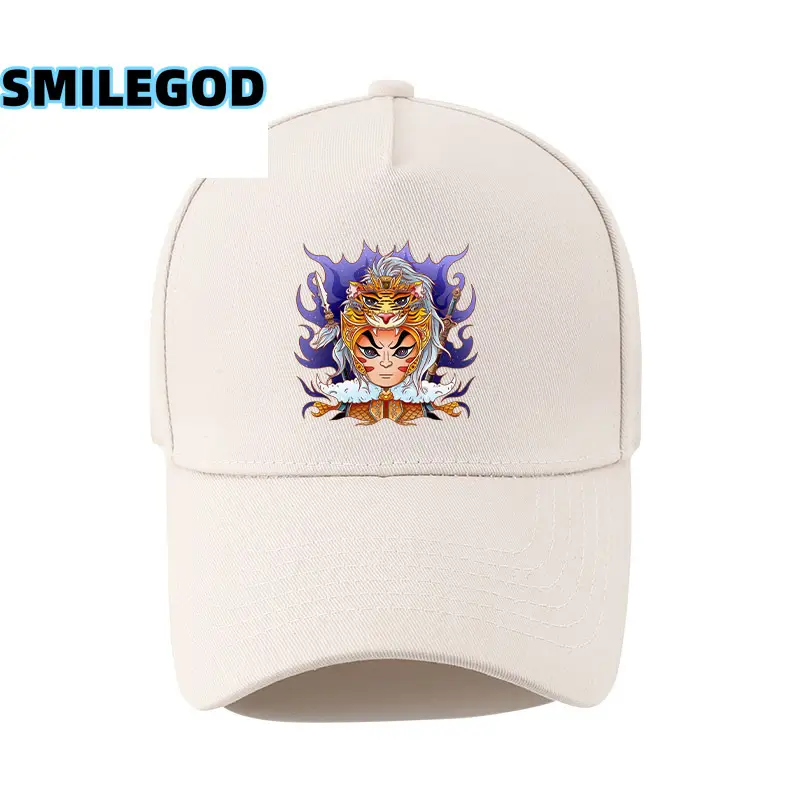 Unisex Guan Yu Print Baseball Cap White - Image 6