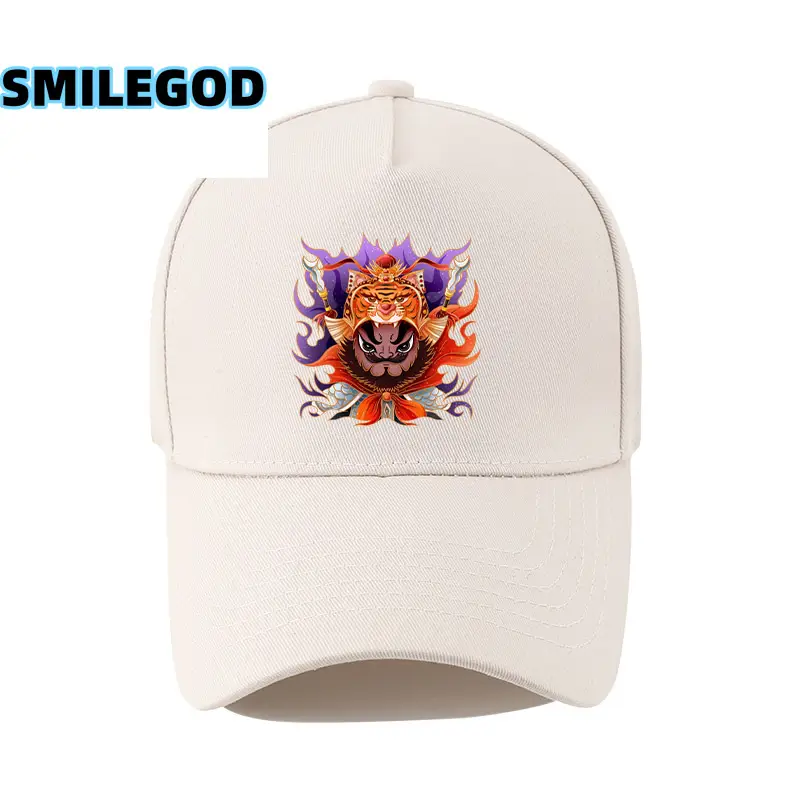 Unisex Guan Yu Print Baseball Cap White - Image 7