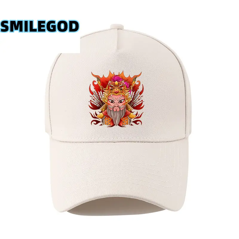 Unisex Guan Yu Print Baseball Cap White - Image 9