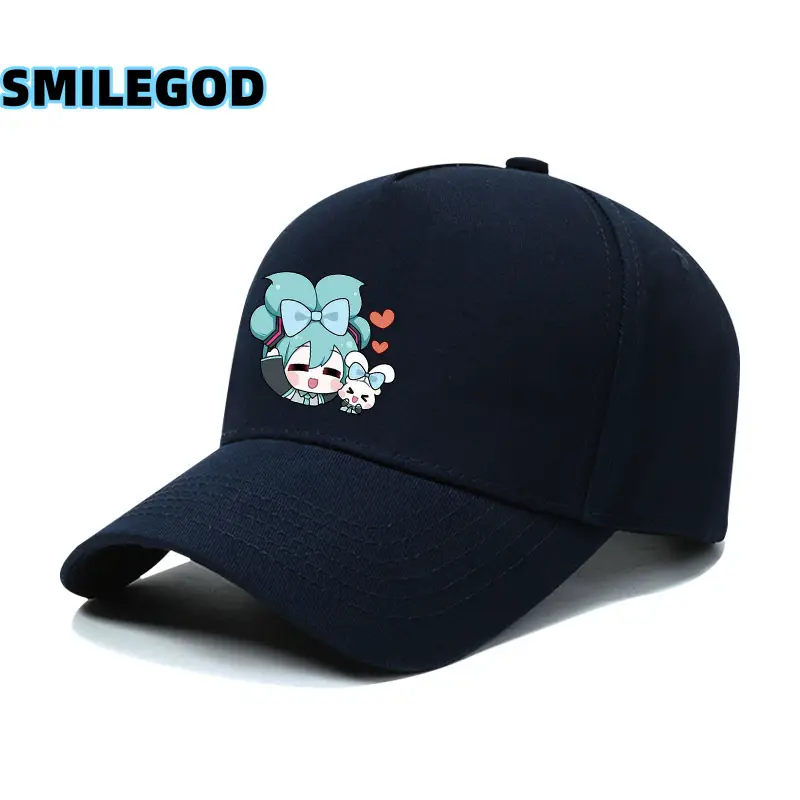 Hatsune Miku Cartoon Cap Black Curved Brim
