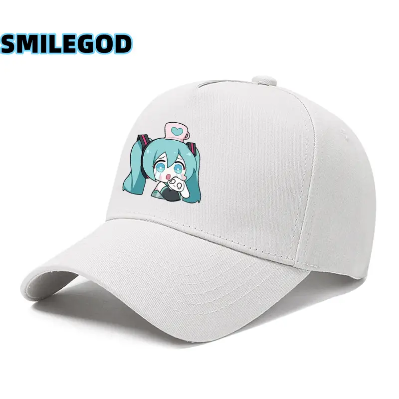 Hatsune Miku Cartoon Cap Black Curved Brim