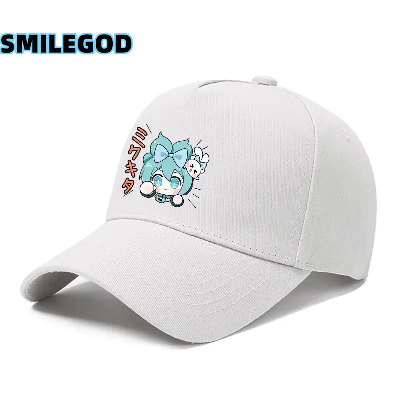 Hatsune Miku Cartoon Cap Black Curved Brim