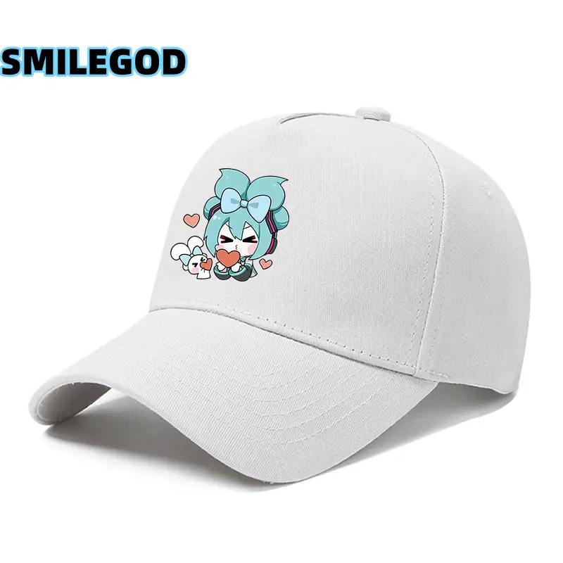 Hatsune Miku Cartoon Cap Black Curved Brim