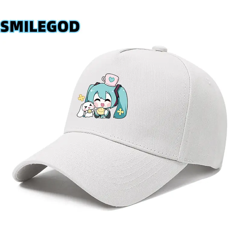Hatsune Miku Cartoon Cap Black Curved Brim
