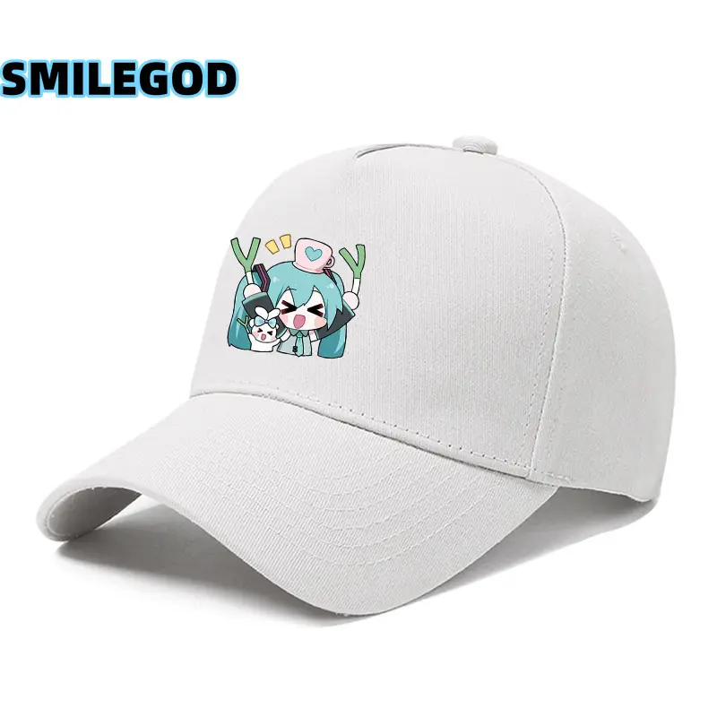 Hatsune Miku Cartoon Cap Black Curved Brim