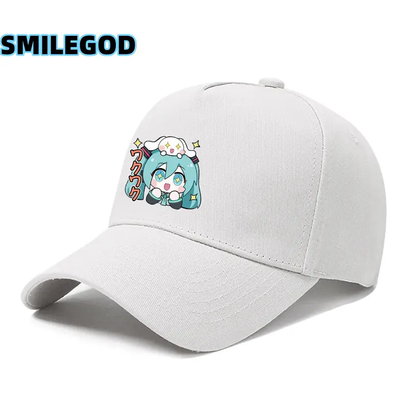 Hatsune Miku Cartoon Cap Black Curved Brim