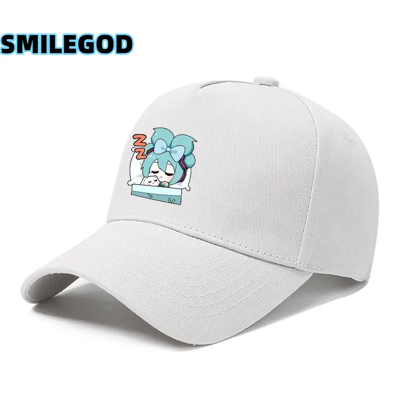 Hatsune Miku Cartoon Cap Black Curved Brim