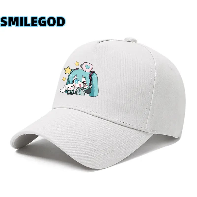 Hatsune Miku Cartoon Cap Black Curved Brim