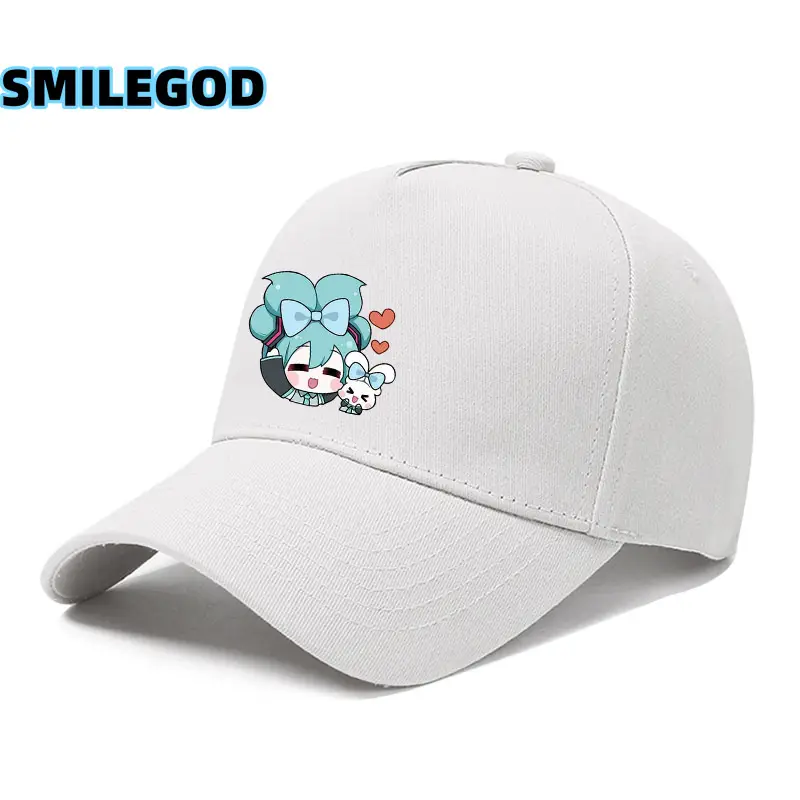 Hatsune Miku Cartoon Cap Black Curved Brim
