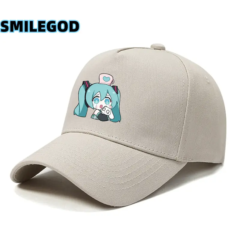 Hatsune Miku Cartoon Cap Black Curved Brim