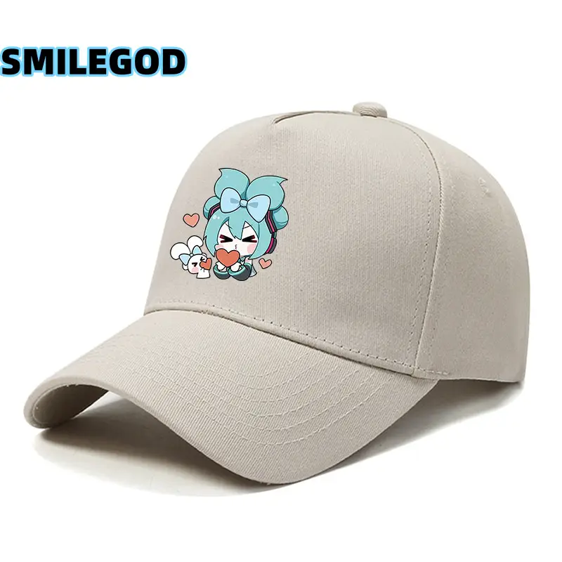 Hatsune Miku Cartoon Cap Black Curved Brim