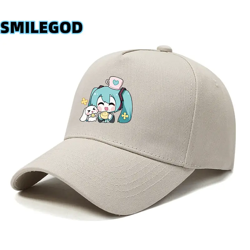Hatsune Miku Cartoon Cap Black Curved Brim