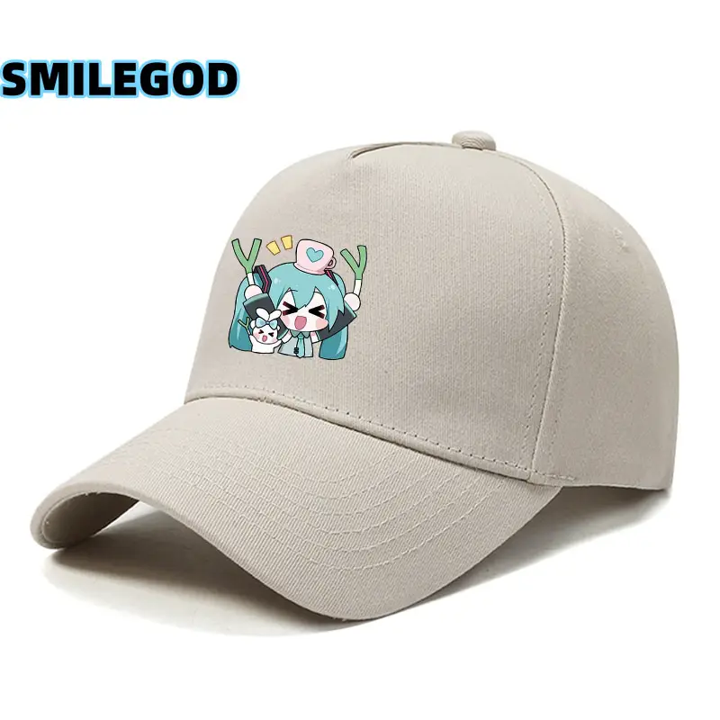 Hatsune Miku Cartoon Cap Black Curved Brim