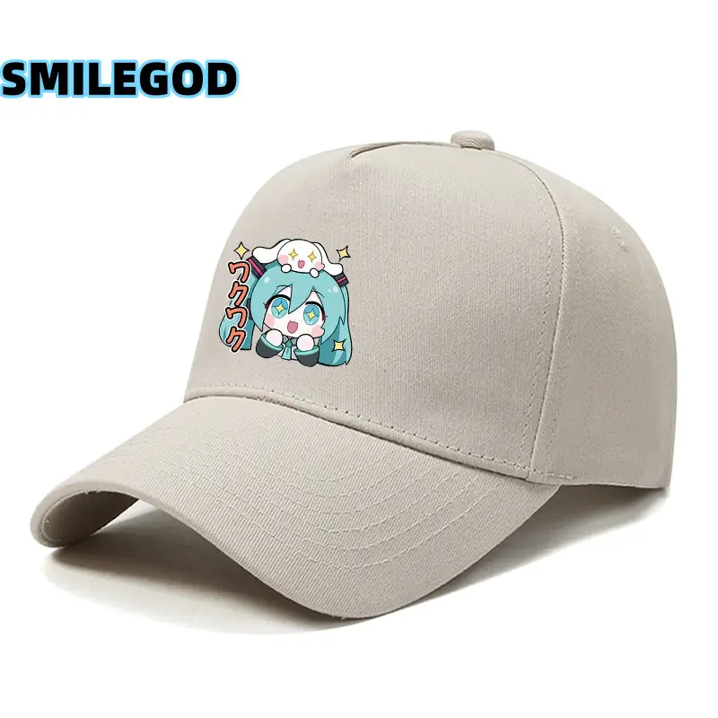 Hatsune Miku Cartoon Cap Black Curved Brim