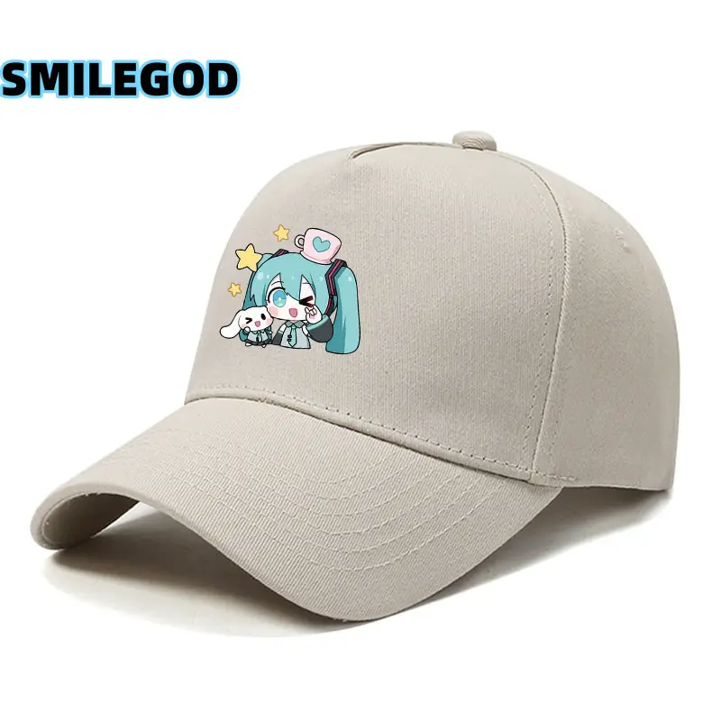 Hatsune Miku Cartoon Cap Black Curved Brim