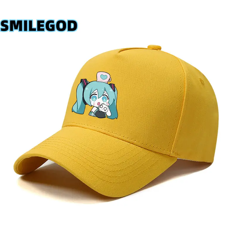 Hatsune Miku Cartoon Cap Black Curved Brim