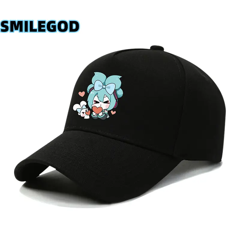 Hatsune Miku Cartoon Cap Black Curved Brim