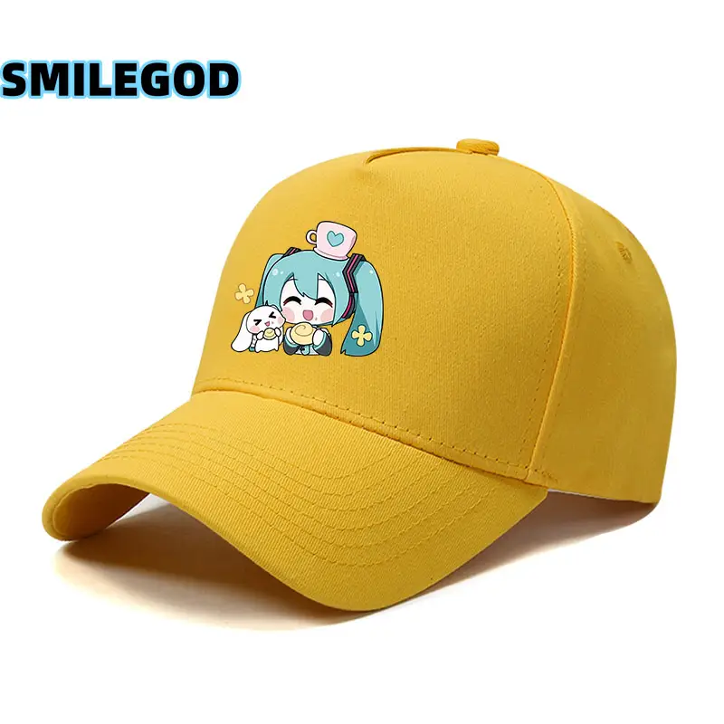 Hatsune Miku Cartoon Cap Black Curved Brim
