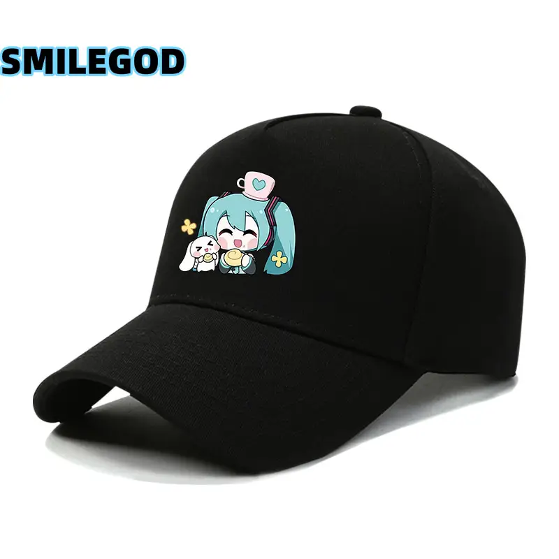 Hatsune Miku Cartoon Cap Black Curved Brim