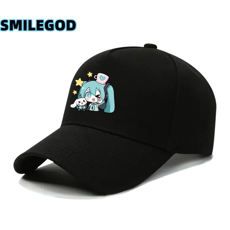 Hatsune Miku Cartoon Cap Black Curved Brim
