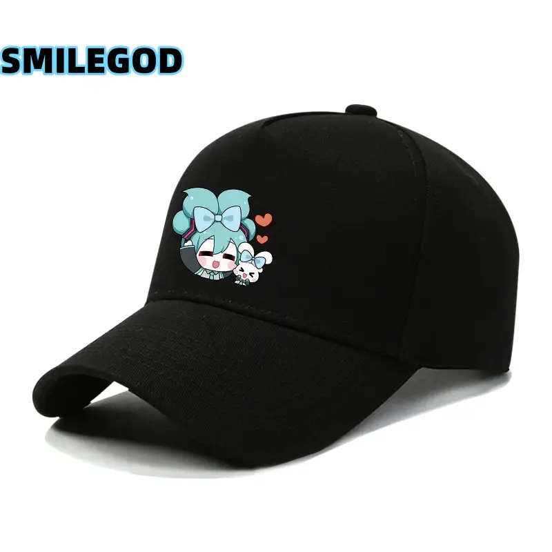 Hatsune Miku Cartoon Cap Black Curved Brim