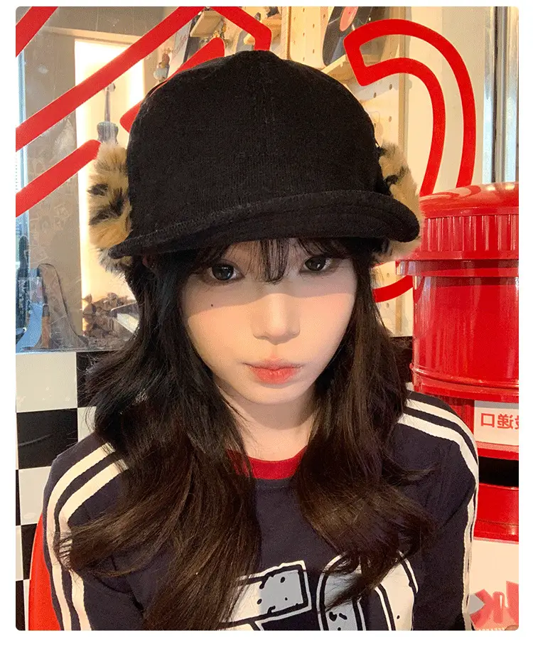 Women Plush Japanese Trapper Hat with Leopard Print — feature 11