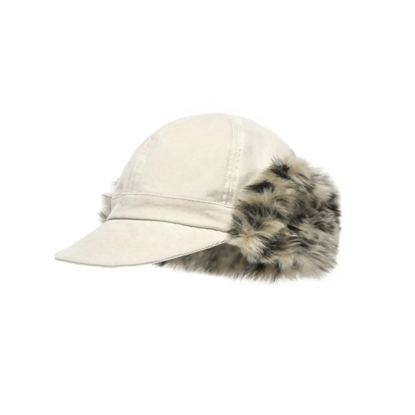 Women Plush Japanese Trapper Hat with Leopard Print - Image 2