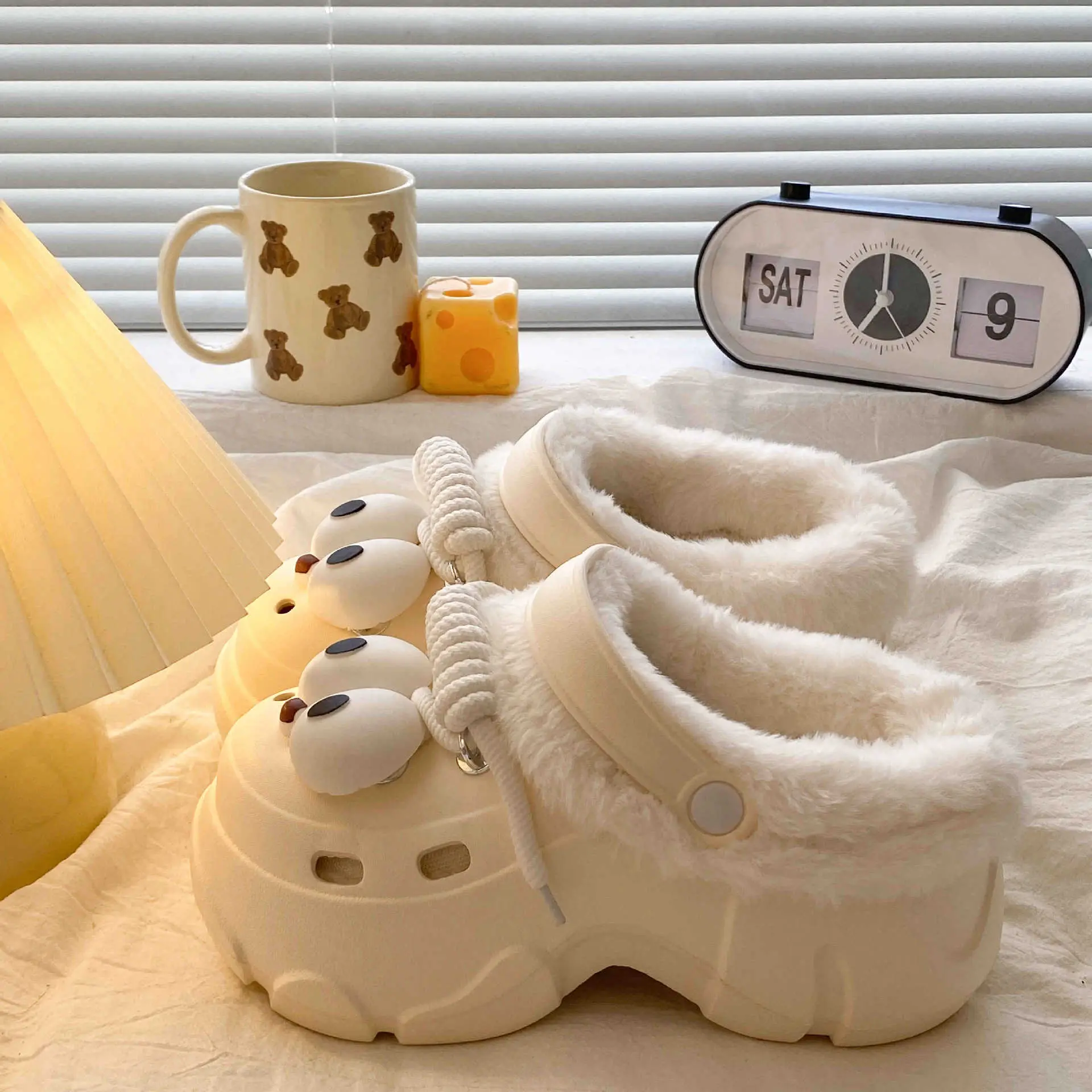 Women Detachable Cotton Clog Shoes Black White Arch Support - Image 5