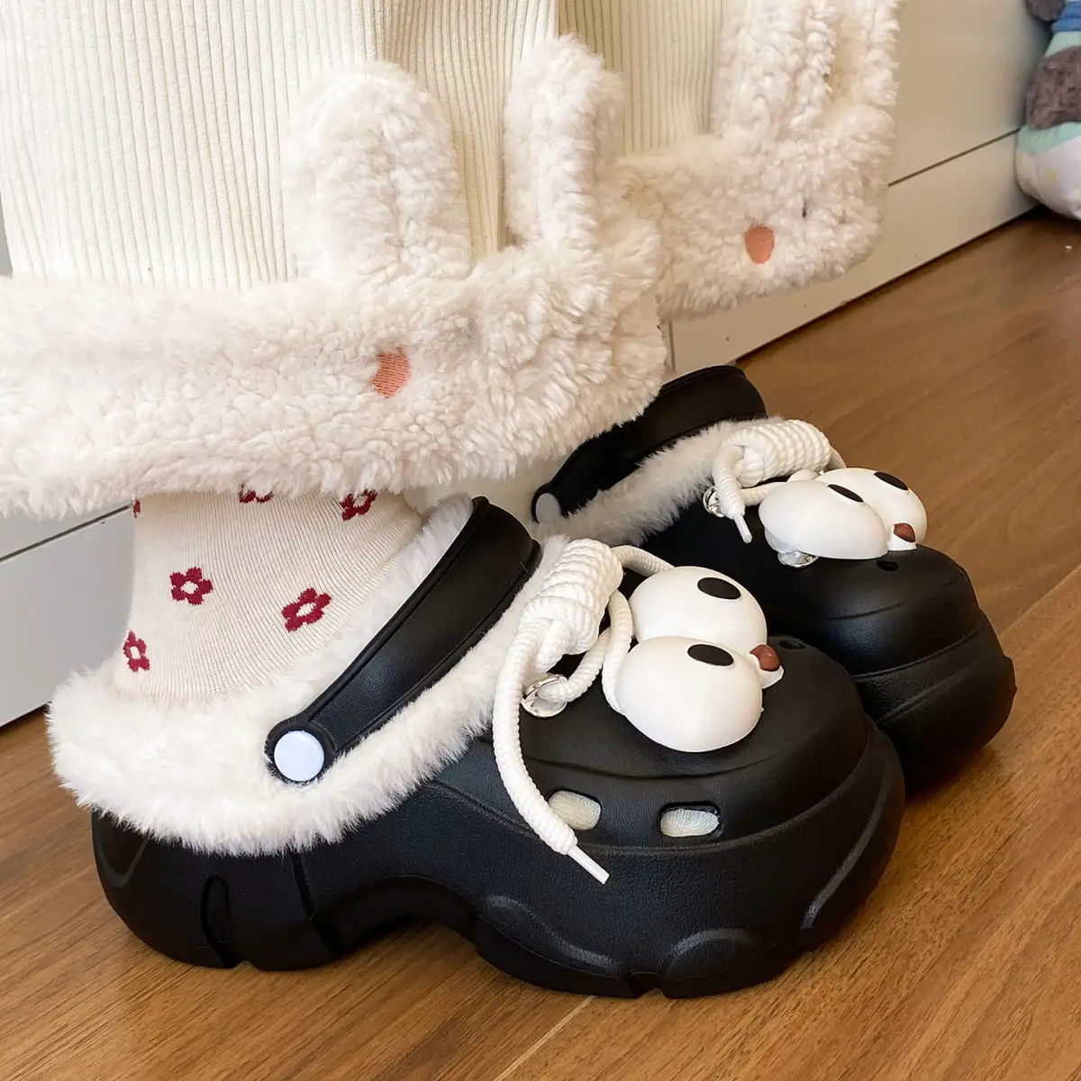 Women Detachable Cotton Clog Shoes Black White Arch Support — feature 29