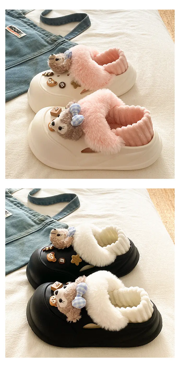 Cute Bear Design Winter Slippers for Women — feature 21