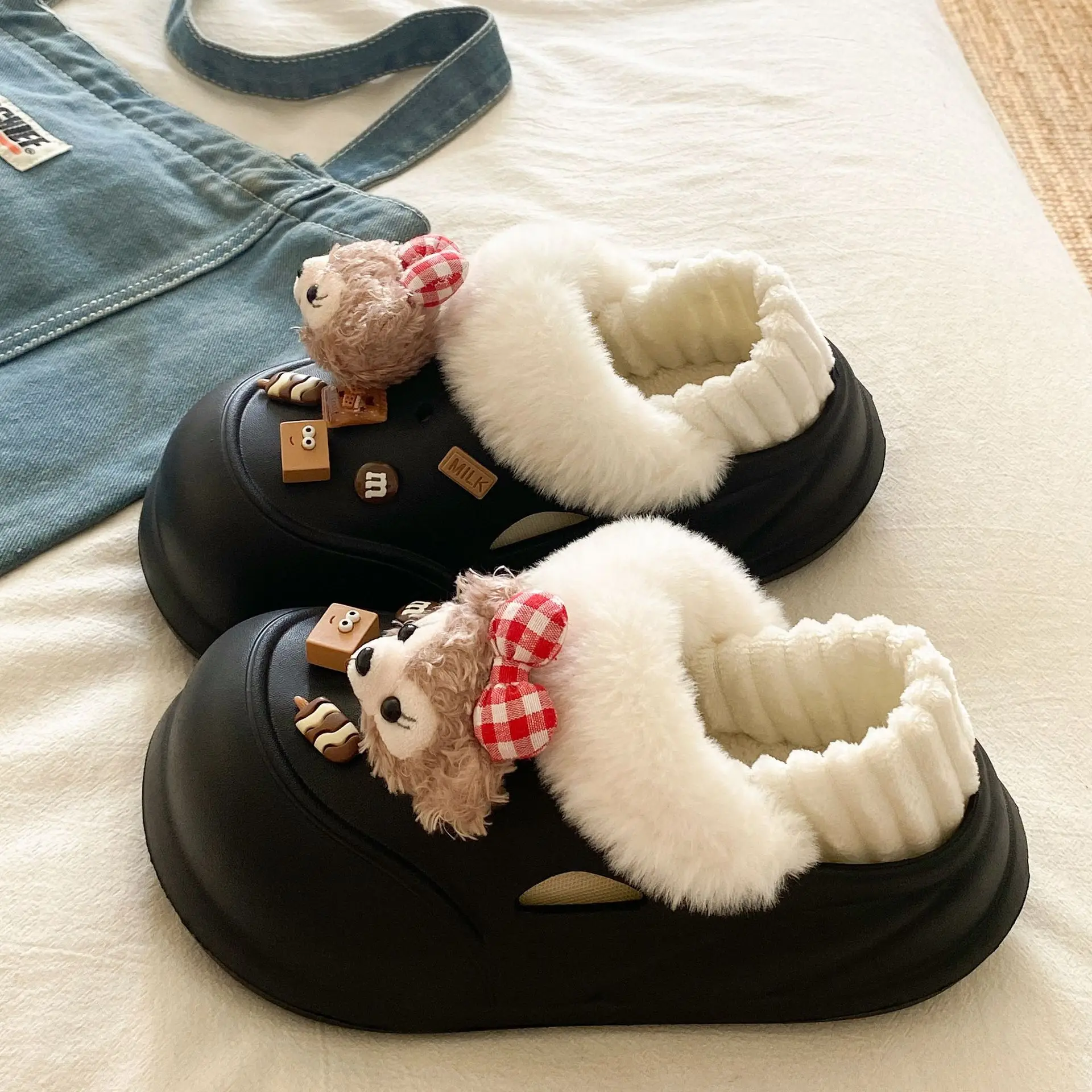 Cute Bear Design Winter Slippers for Women - Image 40