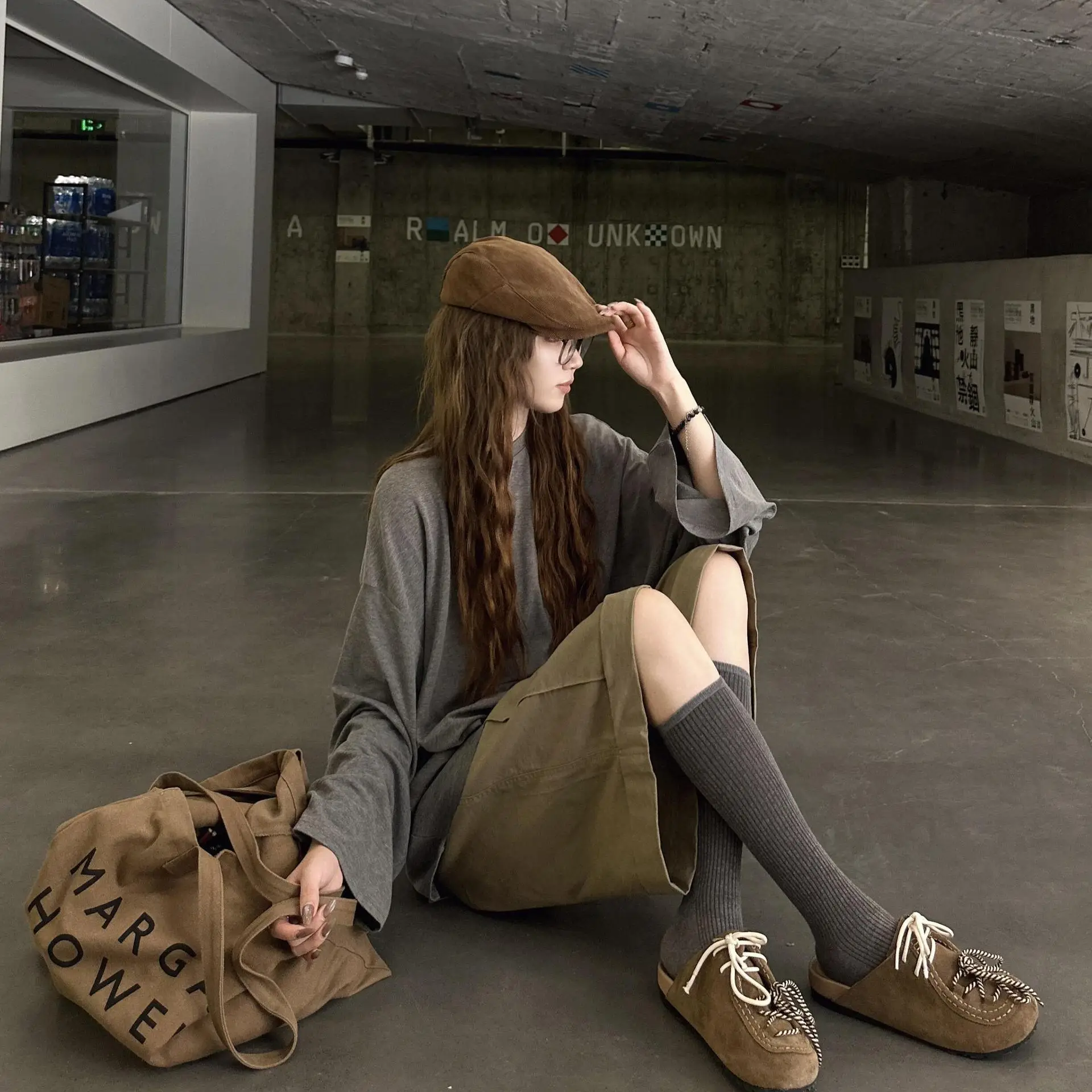 Women Brown Suede Forward Cap Small Beret - Image 8