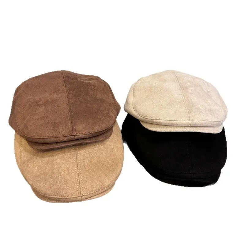 Women Brown Suede Forward Cap Small Beret - Image 10