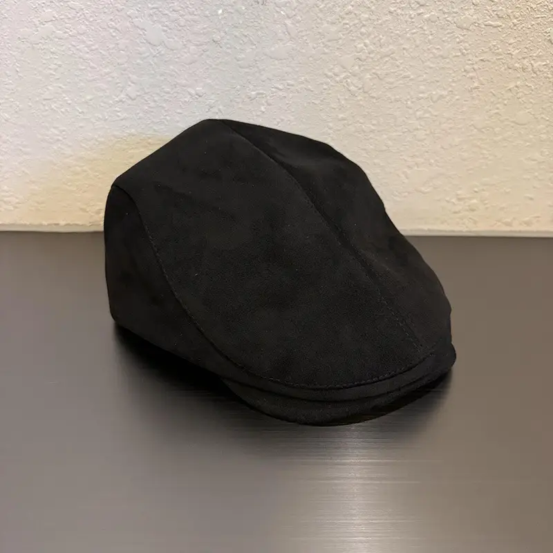 Women Brown Suede Forward Cap Small Beret - Image 2