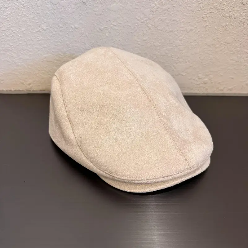 Women Brown Suede Forward Cap Small Beret - Image 3