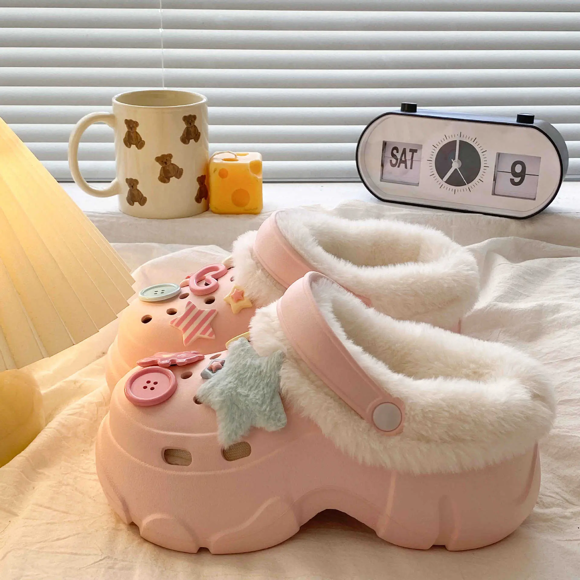 Baby Fleece Lined Clogs with Cute Decor - Image 7