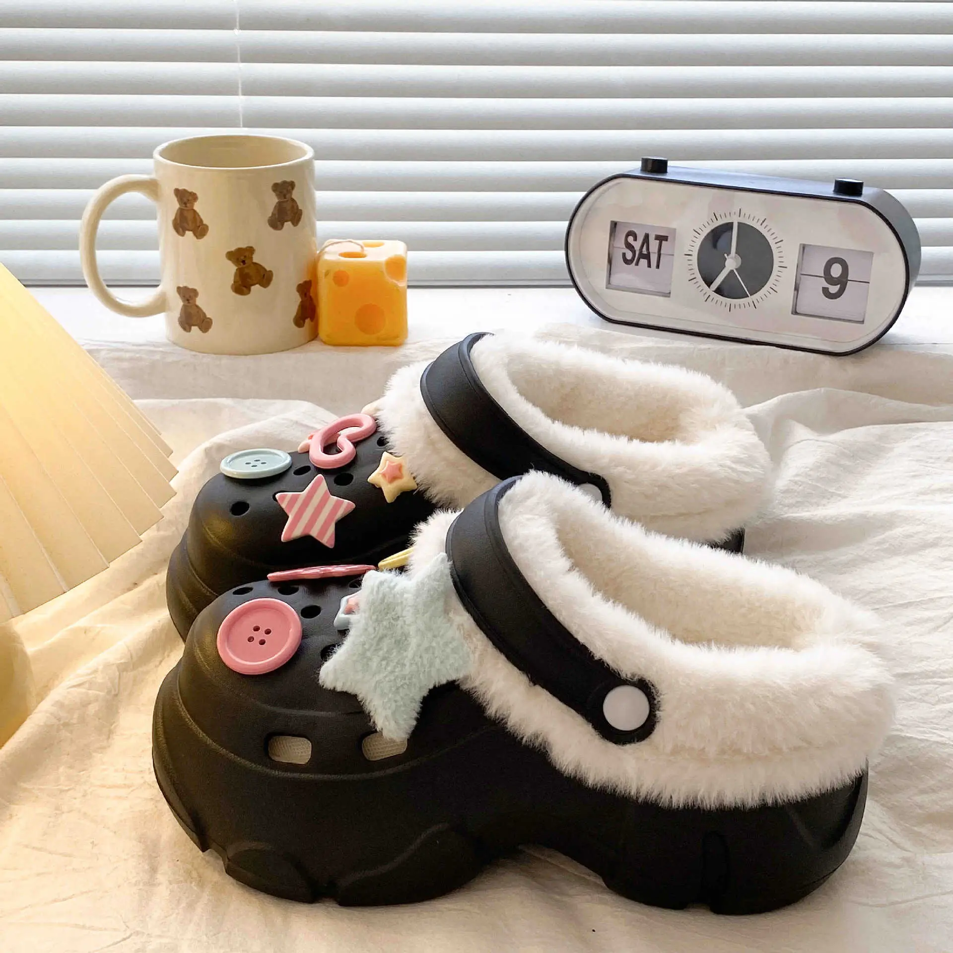 Baby Fleece Lined Clogs with Cute Decor - Image 8
