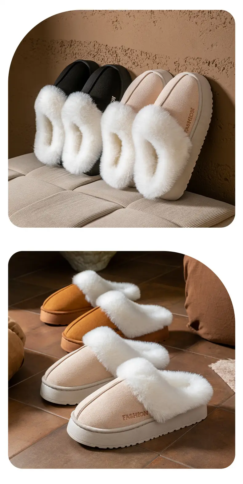 Women Plush Warm Cotton Slippers Winter Indoor Soft — feature 12