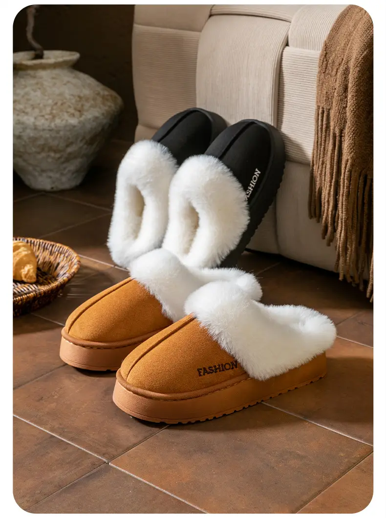 Women Plush Warm Cotton Slippers Winter Indoor Soft — feature 14